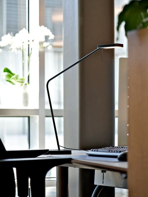 Luxo Ninety LED task light with table-desk base, Metallic Black Gloss