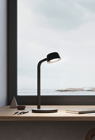 Luxo MOT028614, Motus Mini LED Task Light with Table/Desk Base, Black