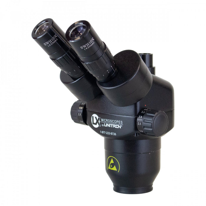 LX Series 23787-ESD Trinocular Microscope Body with 10x Eyepiece, ESD-Safe by Unitron
