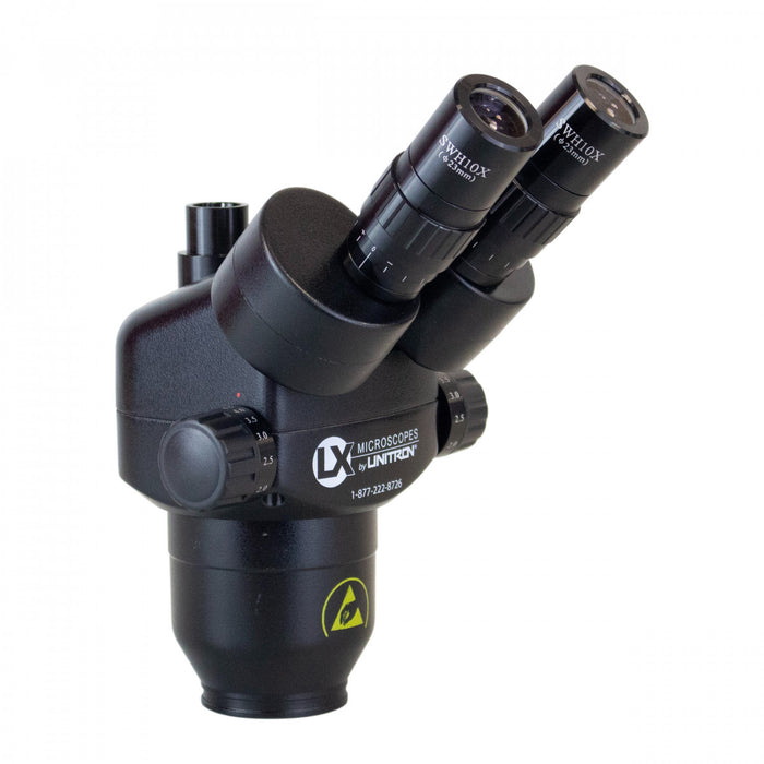 LX Series 23787-ESD Trinocular Microscope Body with 10x Eyepiece, ESD-Safe by Unitron