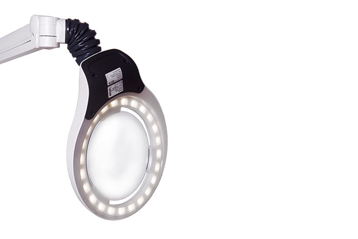 Luxo CIL026698, Circus LED Magnifier 3.5-Diopter, 45in. Arm length, Edge Clamp, White