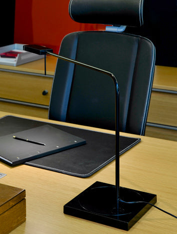 Luxo Ninety LED task light with table-desk base and USB port, Metallic Black Gloss