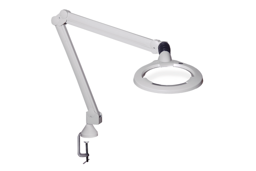 Luxo Circus LED Magnifier 45" Arm w/ 5-Diopter, 6" Lens, Clamp Mount, White