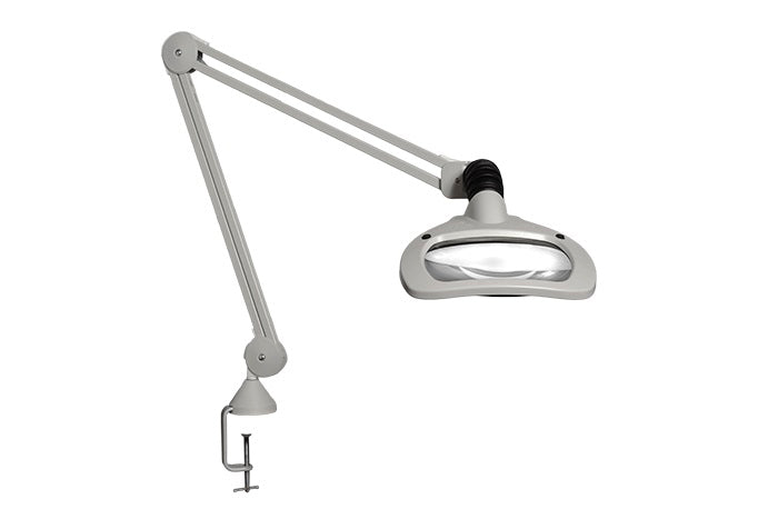 Luxo Wave LED, 45" arm, 5-D lens, and edge clamp mount, light grey