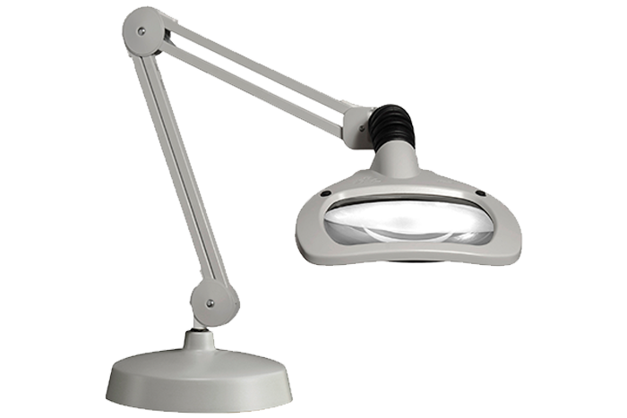 Luxo WAVE LED, 30" arm, 3.5-D lens, and base mount, light grey