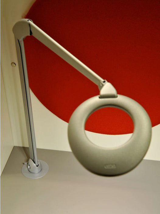 Luxo Ovelo LED task light with edge clamp, Silver Grey