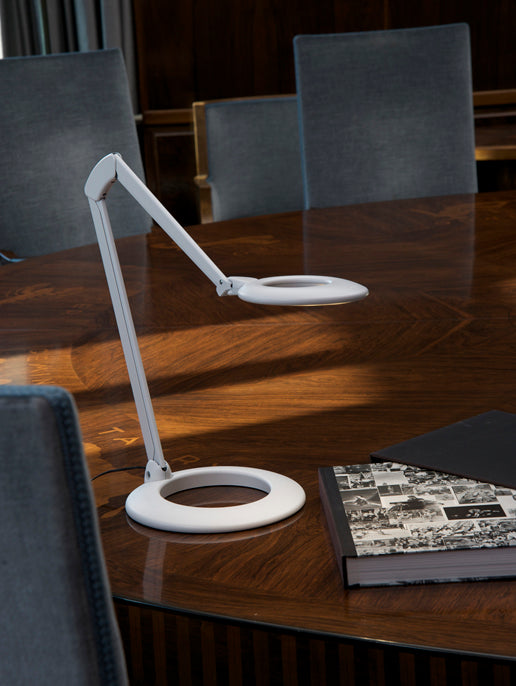 Luxo Ovelo LED task light with table-desk base, White