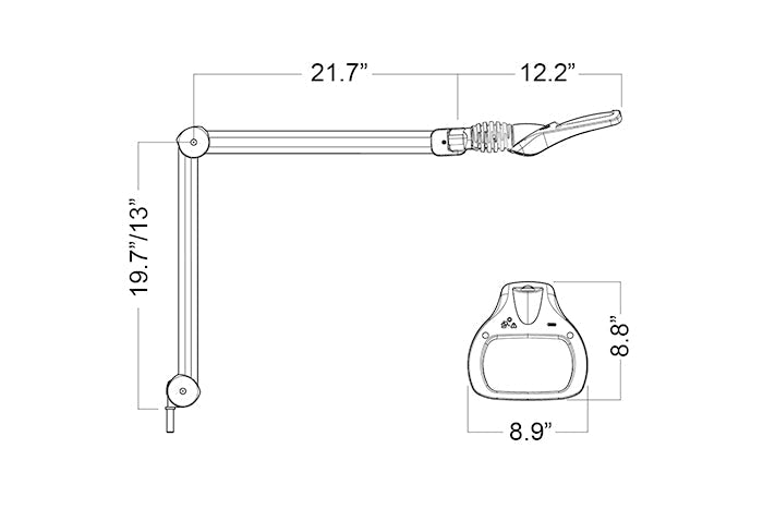 Luxo WAVE LED ESD, 30" arm, 3.5-D lens, and edge clamp mount, black